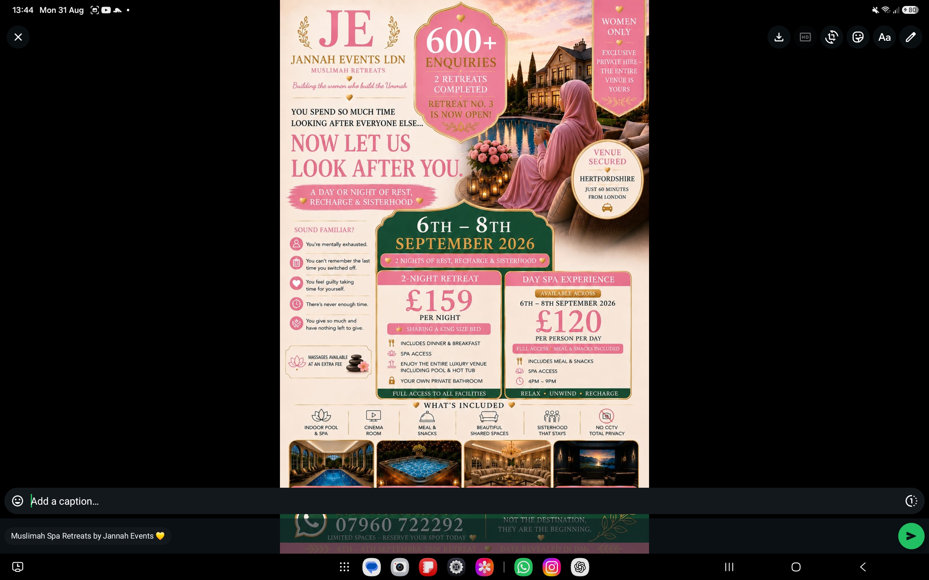 Last min 1 or 2 Night Muslimah Sisterhood Spa Retreat - Hertfordshire
