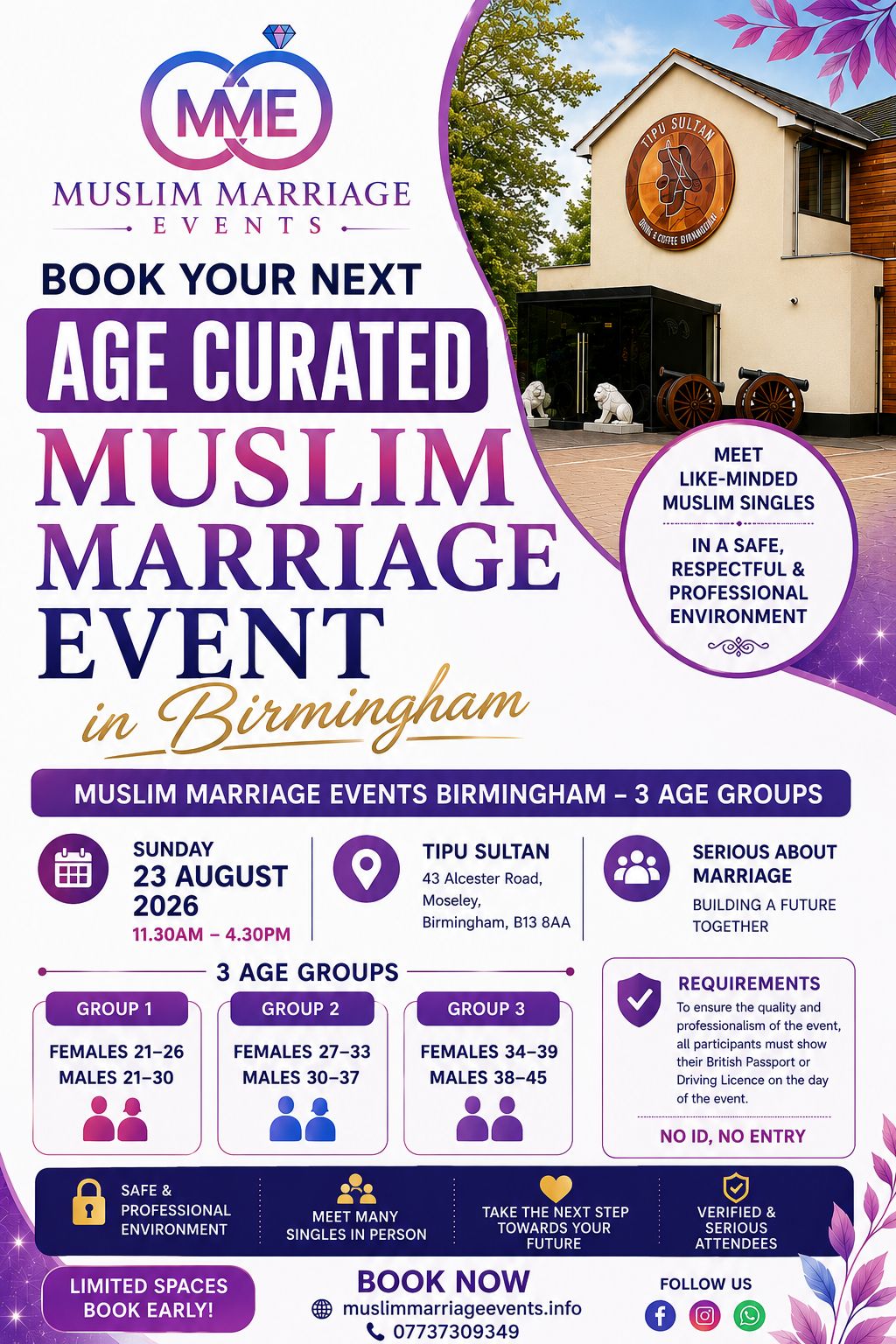Muslim Marriage Events Birmingham - 3 Age Groups