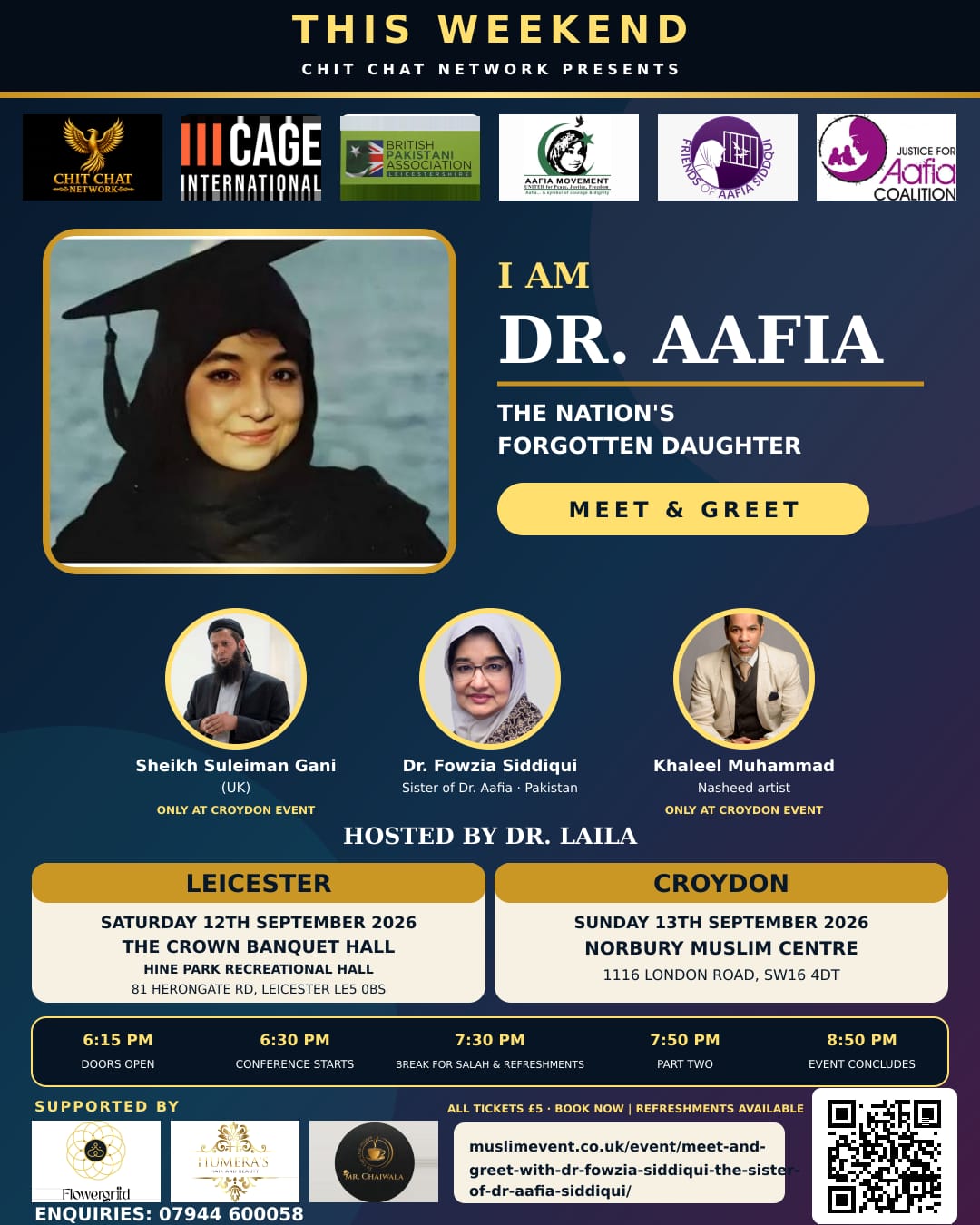 (***CHANGED THE LOCATIONS***) (London) Meet and Greet with Dr Fowzia Siddiqui, the sister of Dr Aafia Siddiqui