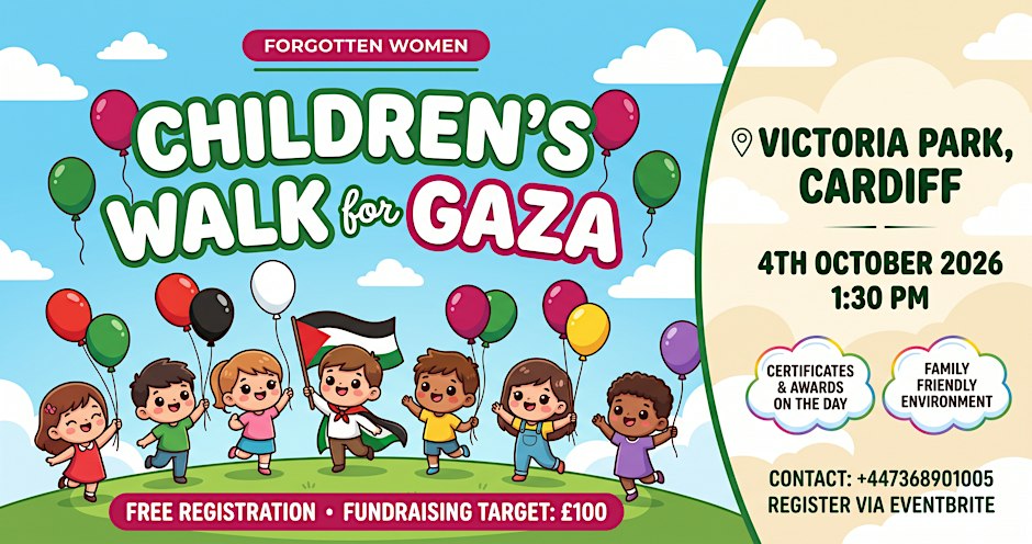 Children’s Walk for Gaza in Victoria Park Cardiff