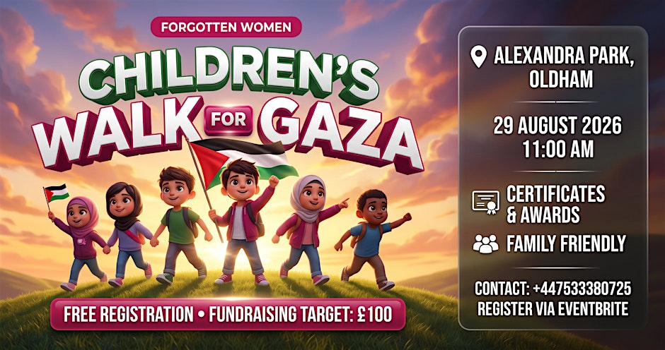 Children’s Walk for Gaza in Alexandra Park Oldham