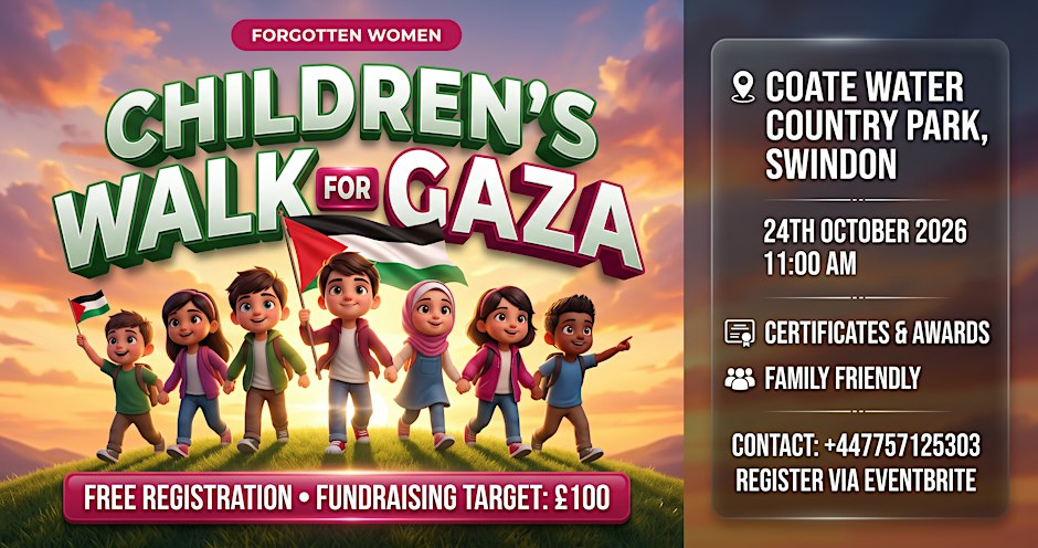 Children’s Walk for Gaza in Swindon Coate Water Country Park