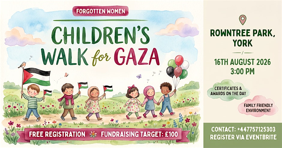 Children’s Walk for Gaza in Rowntree Park York.