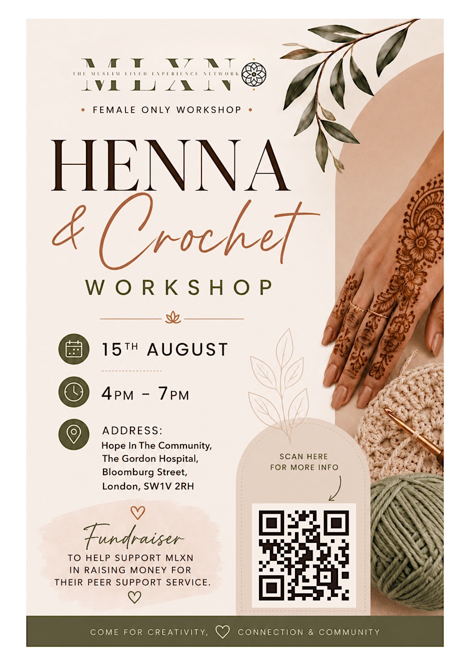 Craft for a Cause: Crochet and Henna Workshops with MLXN